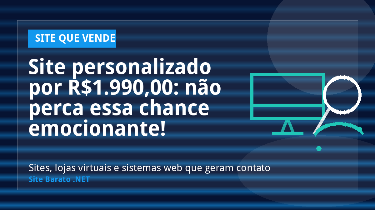 Site personalizado por R$1.990,00: não perca essa chance emocionante! - Site que Vende | Site Barato .NET